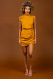 Mock Neck Mini Dress With Front Drawstring Detail