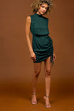 Mock Neck Mini Dress With Front Drawstring Detail