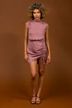 Mock Neck Mini Dress With Front Drawstring Detail
