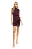 Mock Neck Mini Dress With Front Drawstring Detail