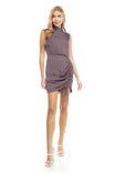 Mock Neck Mini Dress With Front Drawstring Detail