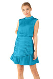 Tank Mini Mock Neck Dress With Ruched Skirt