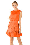 Tank Mini Mock Neck Dress With Ruched Skirt
