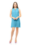 Pleated Mini Dress With High Neck Detail
