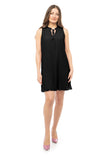 Pleated Mini Dress With High Neck Detail