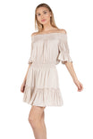 Off Shoulder Smocked Mini Dress