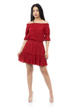 Off Shoulder Smocked Mini Dress