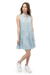 Collar Button Down Short Sleeveless Dress