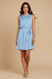 Mini Dress With Front Yoke Pleating Detail