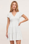Short Sleeve Smocked Tiered Mini Dress
