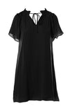 Flutter Sleeve Shift Dress With Neck Frill Detail