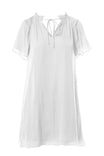 Flutter Sleeve Shift Dress With Neck Frill Detail