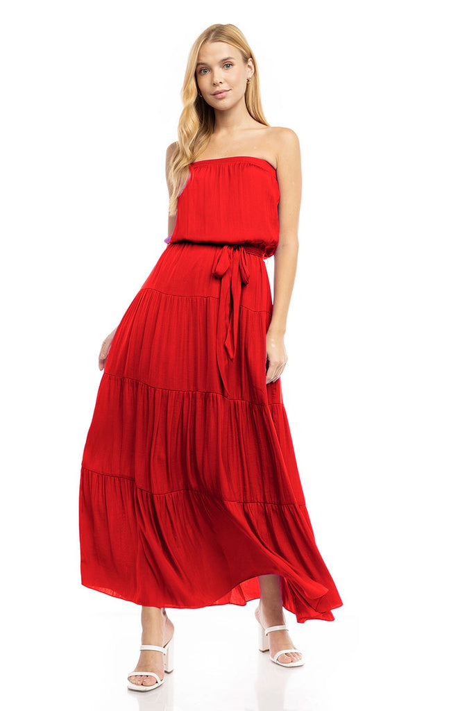 Maxi Tiered Tube Dress With Elasticized Waist