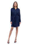 Long Sleeve Shirt Dress With Drawstring Waist