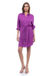 Long Sleeve Shirt Dress With Drawstring Waist