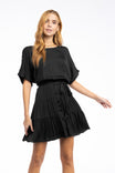 Belted Short Sleeve Tiered Mini Dress