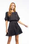 Belted Short Sleeve Tiered Mini Dress