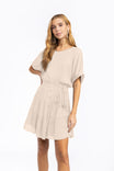 Belted Short Sleeve Tiered Mini Dress