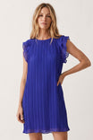 Flutter Sleeve Pleated Mini Dress
