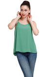 Sleeveless Woven Top With Spagetti Straps