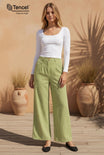 Tencel Garment Dye Trouser With Front Welt Pockets