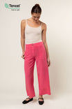 Tencel™ Garment Dye Wide Leg Pants With Front Patch Pockets