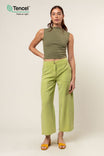 Tencel™ Garment Dye Wide Leg Pants With Front Patch Pockets
