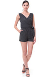 Wrap Tie Tencel Stripe Romper