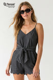 Waist Tie Polka Dot Romper