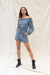 Smocked Off Shoulder Romper W/trim