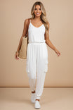 Cargo Jumpsuit With Rib Band Detail