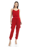 Cargo Jumpsuit With Rib Band Detail