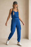 Cargo Jumpsuit With Rib Band Detail