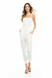 Tie Strap Smocked Bodice Jumpsuit