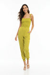 Tie Strap Smocked Bodice Jumpsuit