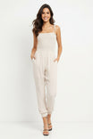 Tie Strap Smocked Bodice Jumpsuit