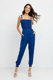 Tie Strap Smocked Bodice Jumpsuit