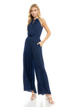 Wide Leg Jumpsuit With Front Tie Keyhole