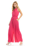 Wide Leg Jumpsuit With Front Tie Keyhole