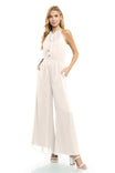Wide Leg Jumpsuit With Front Tie Keyhole