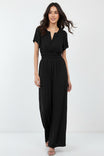 Short Sleeve Wide Leg Flowy Jumpsuit