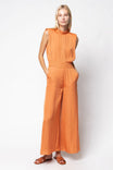 Wide Leg Jumpsuit With Tie Neck Detail And Shoulder Pads