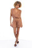 Notched Collar Romper With Pleated Waistband Detail