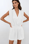 Notched Collar Romper With Pleated Waistband Detail