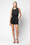 Twisted Shoulder Romper With Elastic Waist
