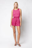 Twisted Shoulder Romper With Elastic Waist