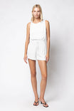 Twisted Shoulder Romper With Elastic Waist