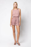 Twisted Shoulder Romper With Elastic Waist