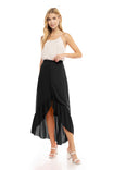 Button Front High Low Skirt