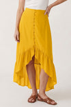 Button Front High Low Skirt